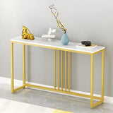 Classic Rectangle Gold Black Metal Wood Console Table Image - 18