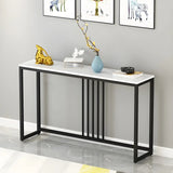 Classic Rectangle Gold Black Metal Wood Console Table Image - 4