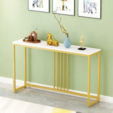 Classic Rectangle Gold Black Metal Wood Console Table Image - 8