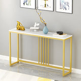 Classic Rectangle Gold Black Metal Wood Console Table Image - 9