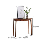 Classic Rectangular Rubberwood Brown Storage Console Table Image - 12