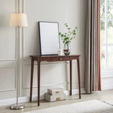 Classic Rectangular Rubberwood Brown Storage Console Table Image - 1