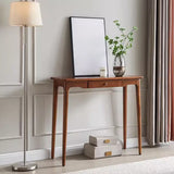 Classic Rectangular Rubberwood Brown Storage Console Table Image - 2