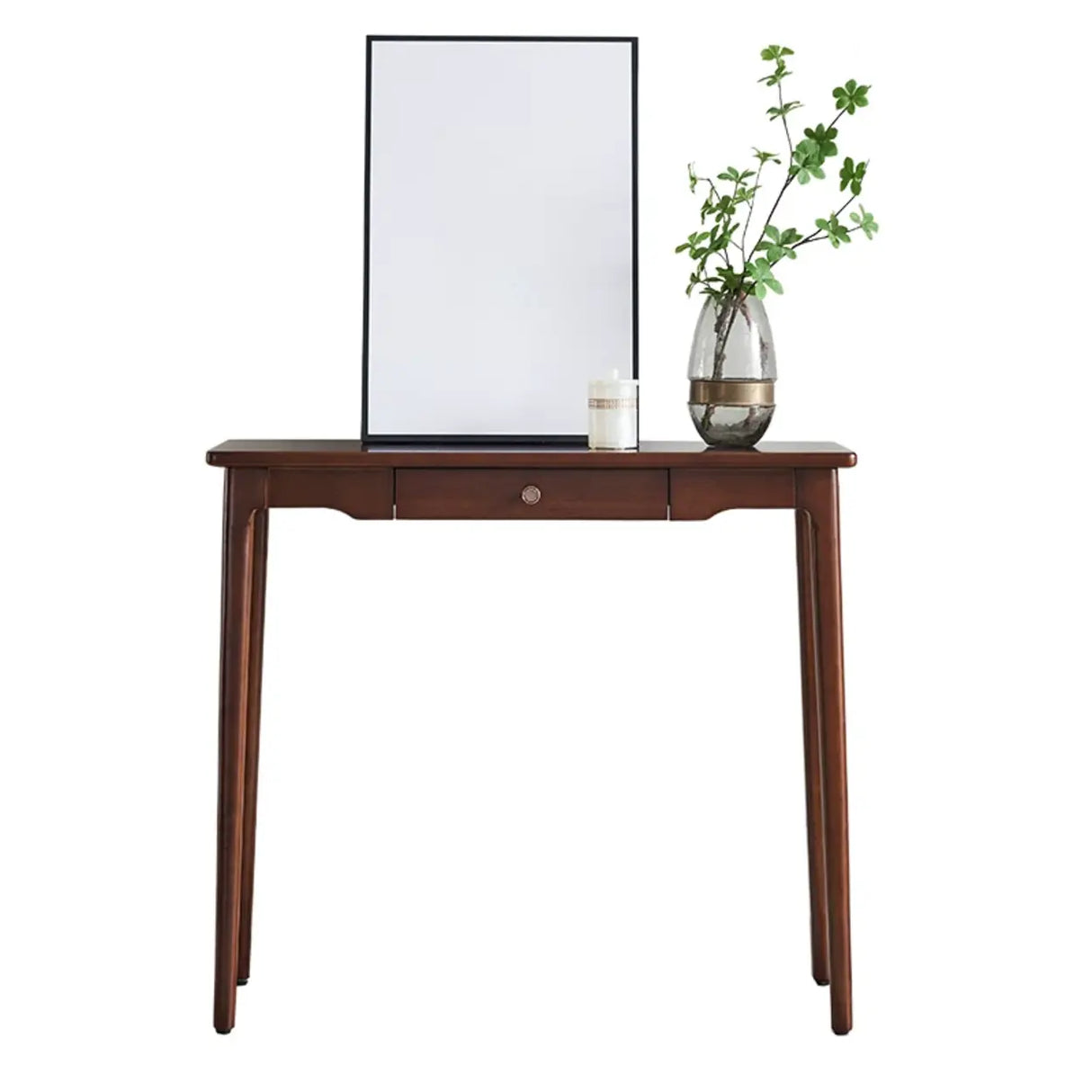 Classic Rectangular Rubberwood Brown Storage Console Table Image - 6