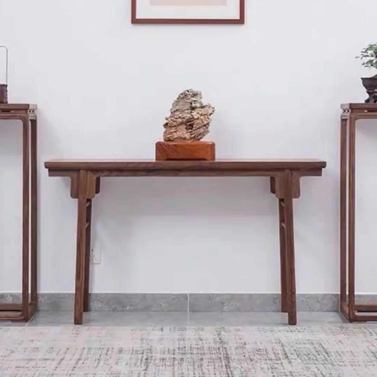 Classic Rectangular Walnut Standard Entryway Console Table Image - 1