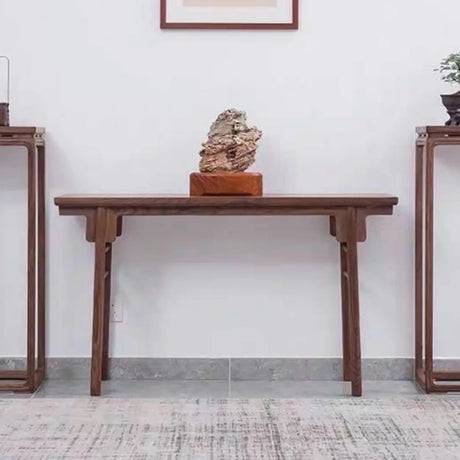 Classic Rectangular Walnut Standard Entryway Console Table Image - 1