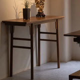 Classic Rectangular Walnut Standard Entryway Console Table Image - 5