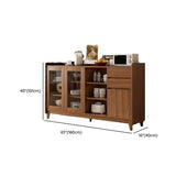 Classic Rectangular Wood Brown Short China Cabinet Image - 17