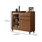 Classic Rectangular Wood Brown Short China Cabinet Image - 15