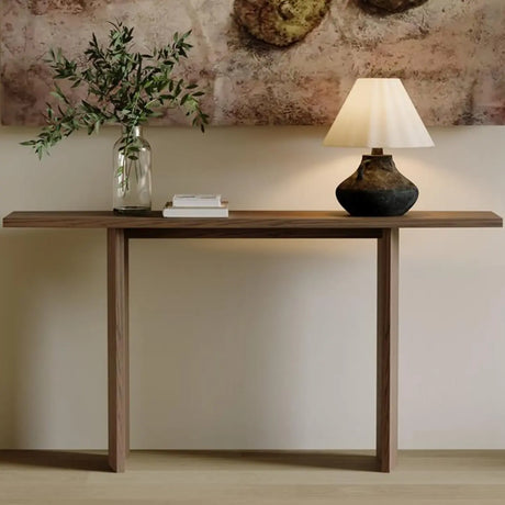 Classic Rectangular Wood Brown Standard Console Table Image - 1