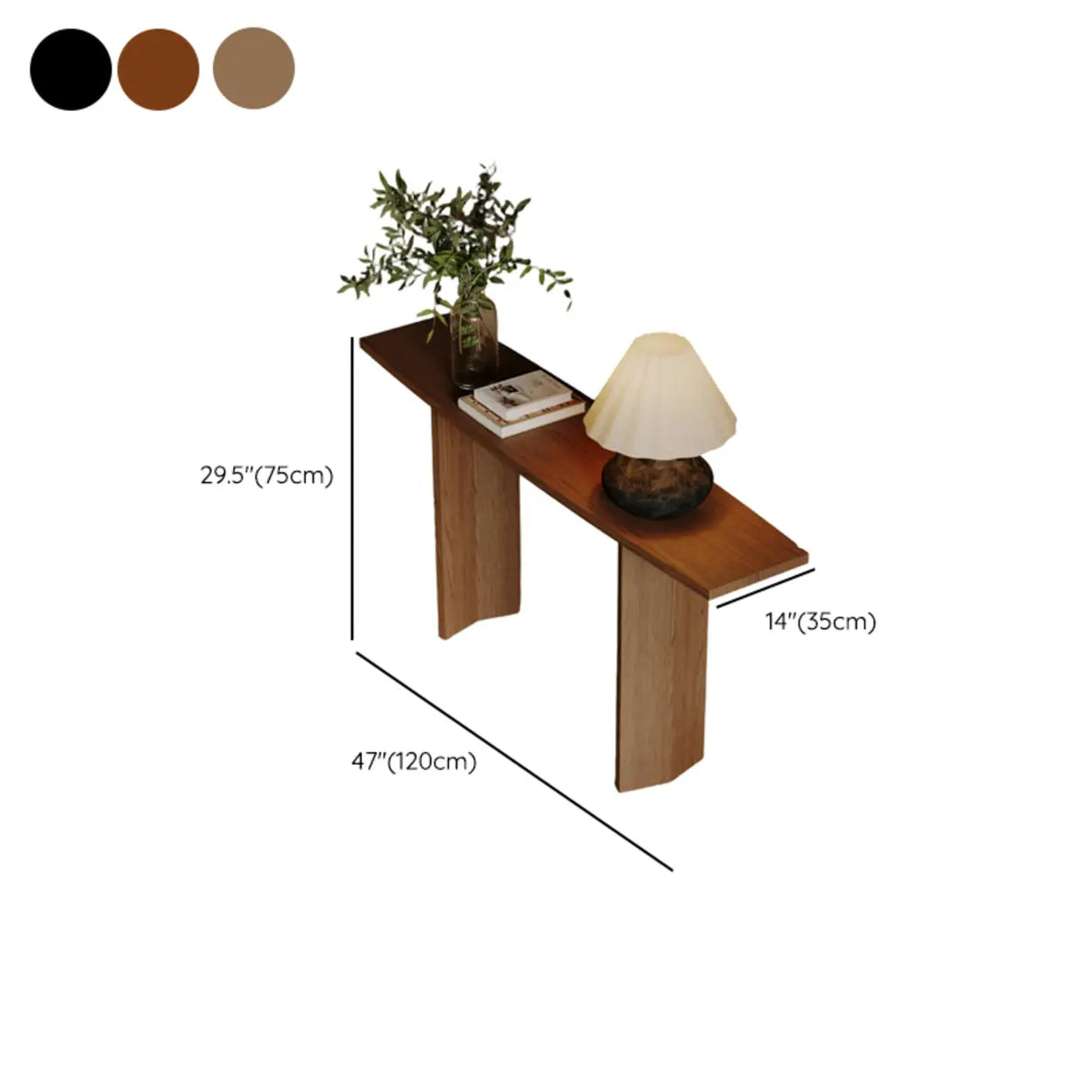 Classic Rectangular Wood Brown Standard Console Table Image - 12