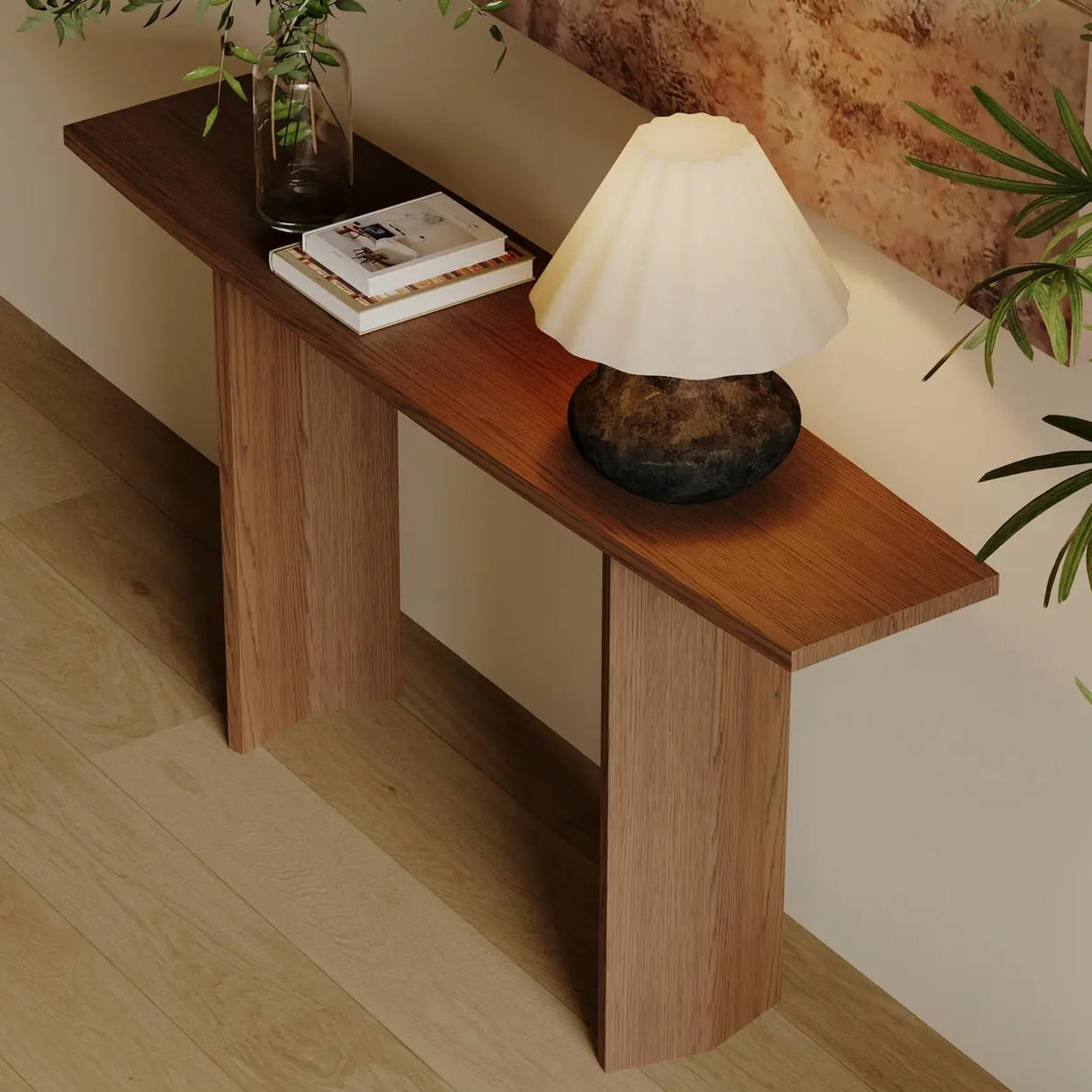 Classic Rectangular Wood Brown Standard Console Table Image - 3