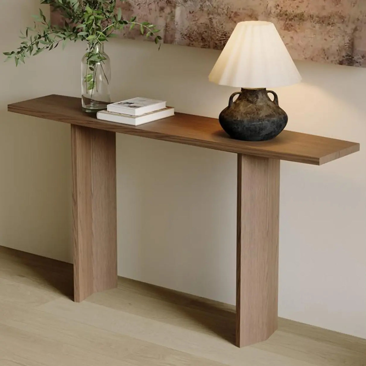 Classic Rectangular Wood Brown Standard Console Table Image - 4