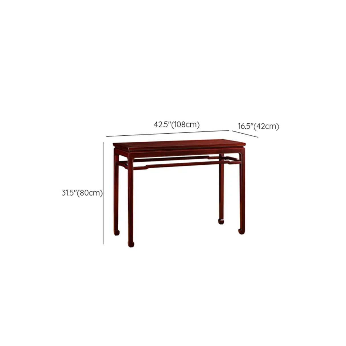 Classic Rectangular Wood Mahogany Hallway Console Table 