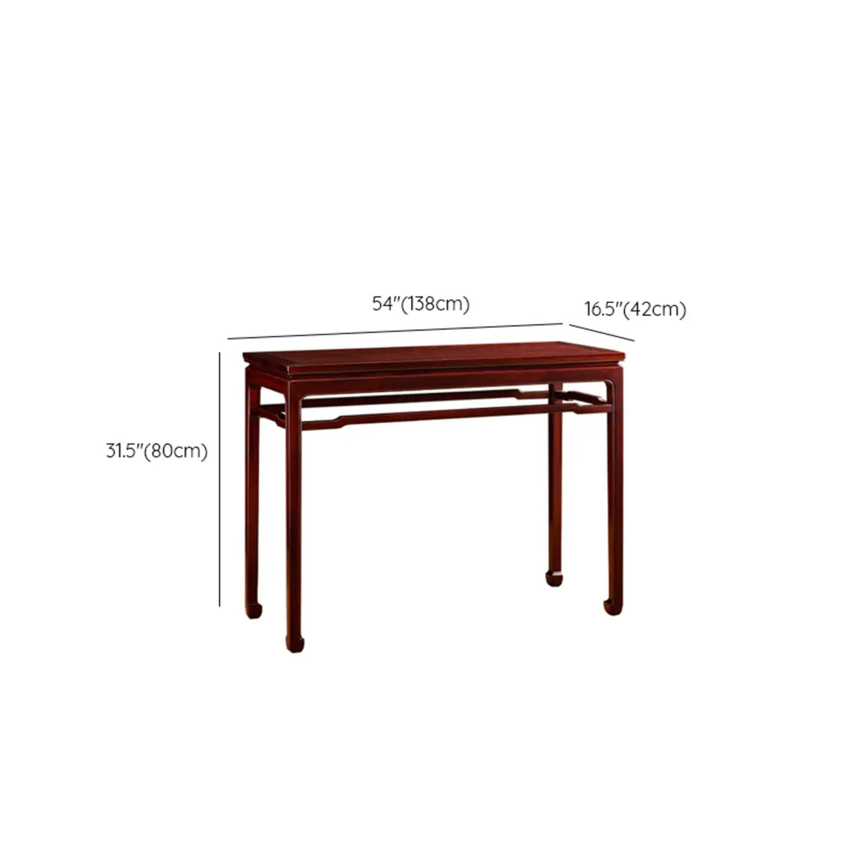 Classic Rectangular Wood Mahogany Hallway Console Table Image - 13
