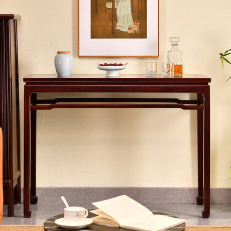 Classic Rectangular Wood Mahogany Hallway Console Table Image - 2