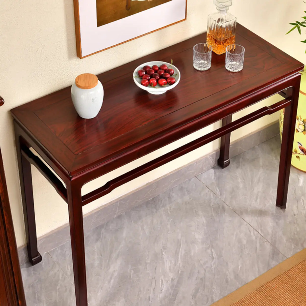 Classic Rectangular Wood Mahogany Hallway Console Table Image - 8