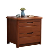 Classic Rectangular Wood Natural Storage Nightstand Image - 10