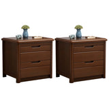 Classic Rectangular Wood Natural Storage Nightstand Image - 19