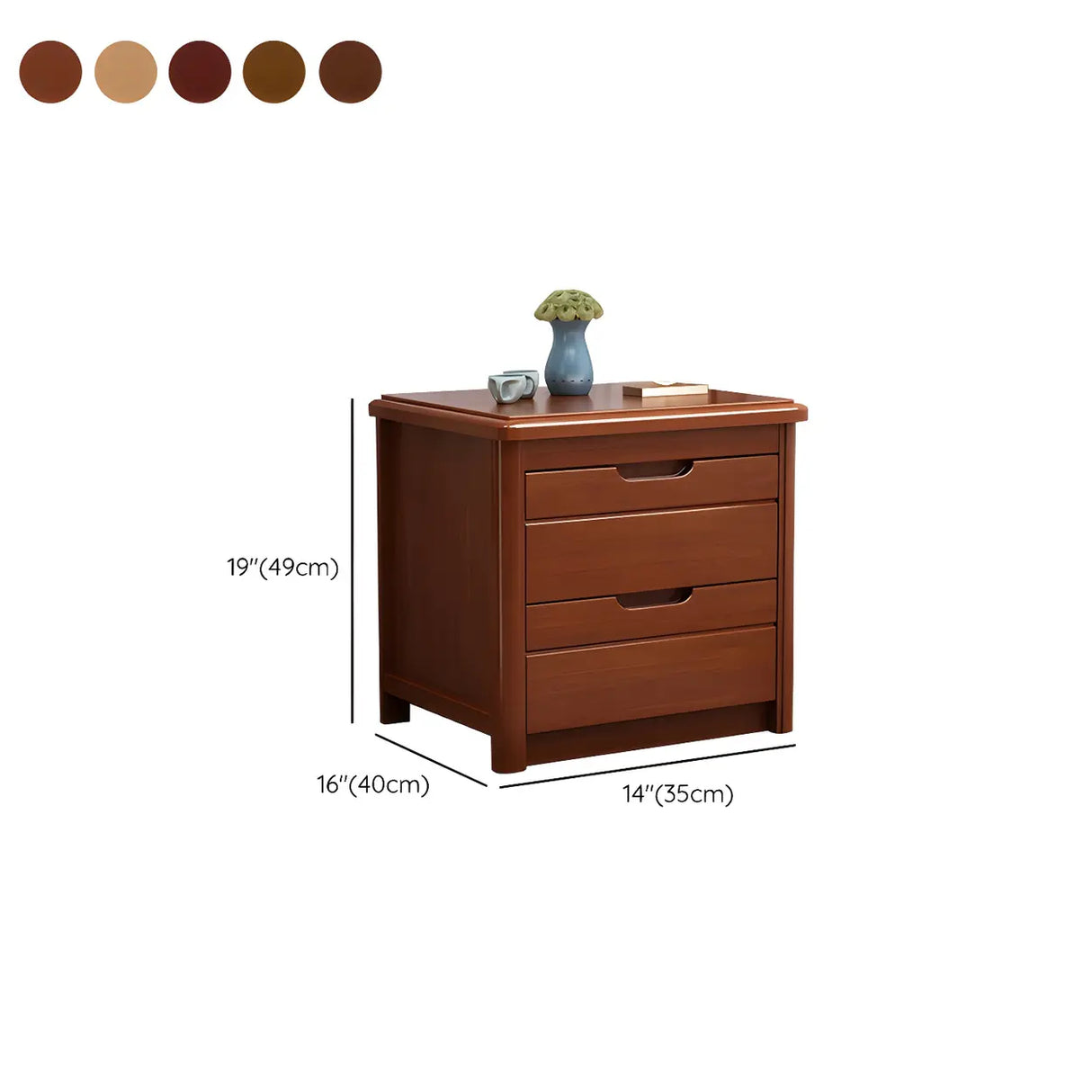 Classic Rectangular Wood Natural Storage Nightstand Image - 21