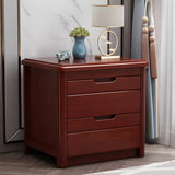 Classic Rectangular Wood Natural Storage Nightstand Image - 8