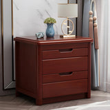 Classic Rectangular Wood Natural Storage Nightstand Image - 9