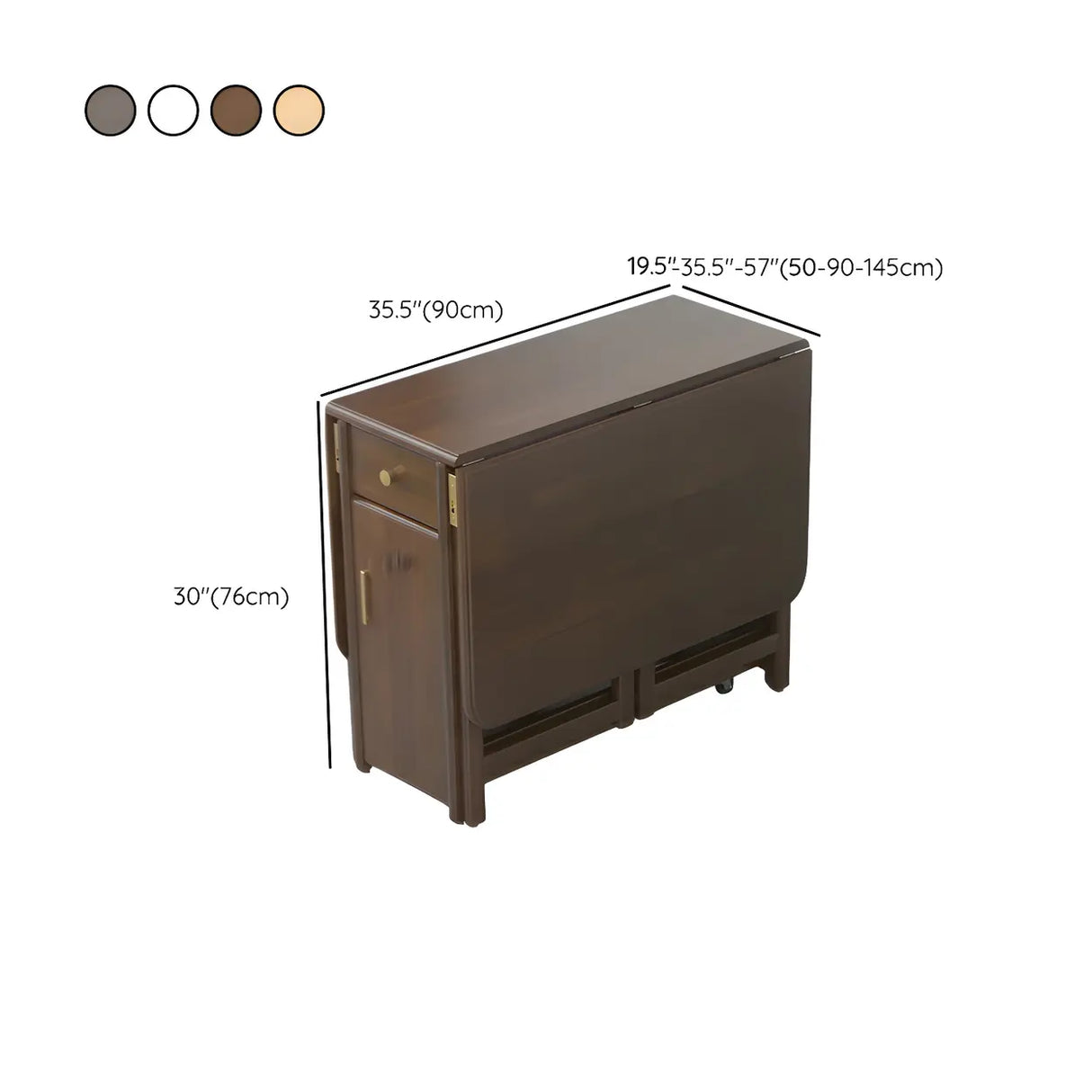 Classic Rectangular Wood  Storage Folding Dining Table Image - 13