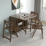 Classic Rectangular Wood  Storage Folding Dining Table Image - 4