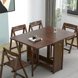Classic Rectangular Wood  Storage Folding Dining Table Image - 6
