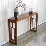 Classic Rectangular Wood Walnut Entry Console Table Image - 1