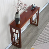 Classic Rectangular Wood Walnut Entry Console Table Image - 2