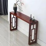 Classic Rectangular Wood Walnut Entry Console Table Image - 3