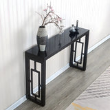 Classic Rectangular Wood Walnut Entry Console Table Image - 4