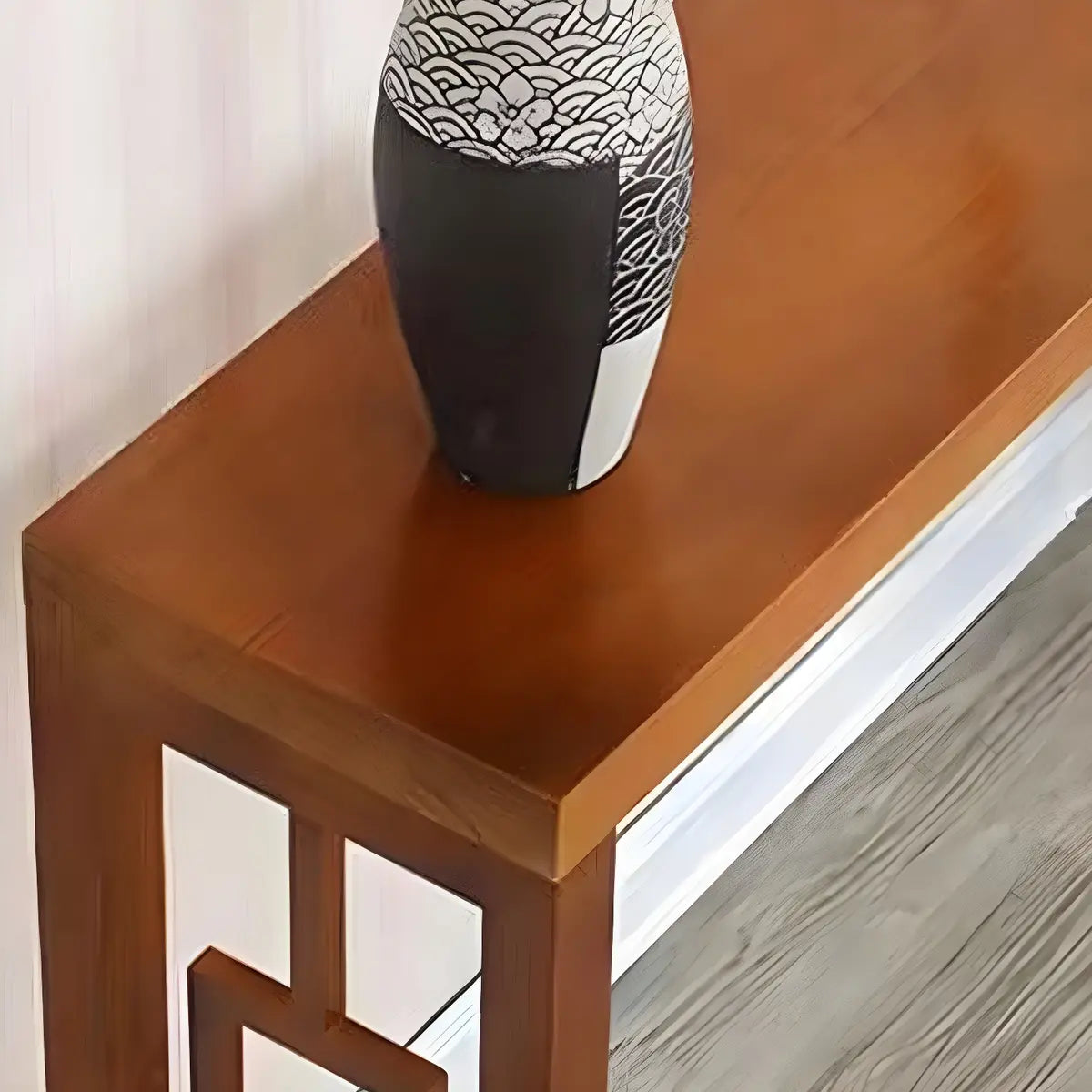 Classic Rectangular Wood Walnut Entry Console Table Image - 6