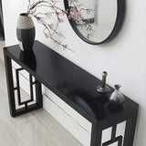 Classic Rectangular Wood Walnut Entry Console Table Image - 8