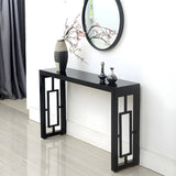 Classic Rectangular Wood Walnut Entry Console Table Image - 9