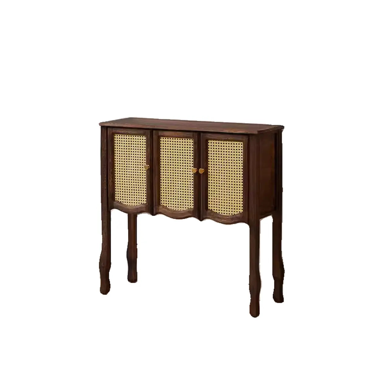 Classic Rectangular Wooden Brown Storage Console Table Image - 10