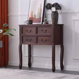 Classic Rectangular Wooden Brown Storage Console Table Image - 11