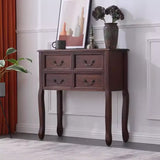 Classic Rectangular Wooden Brown Storage Console Table Image - 11