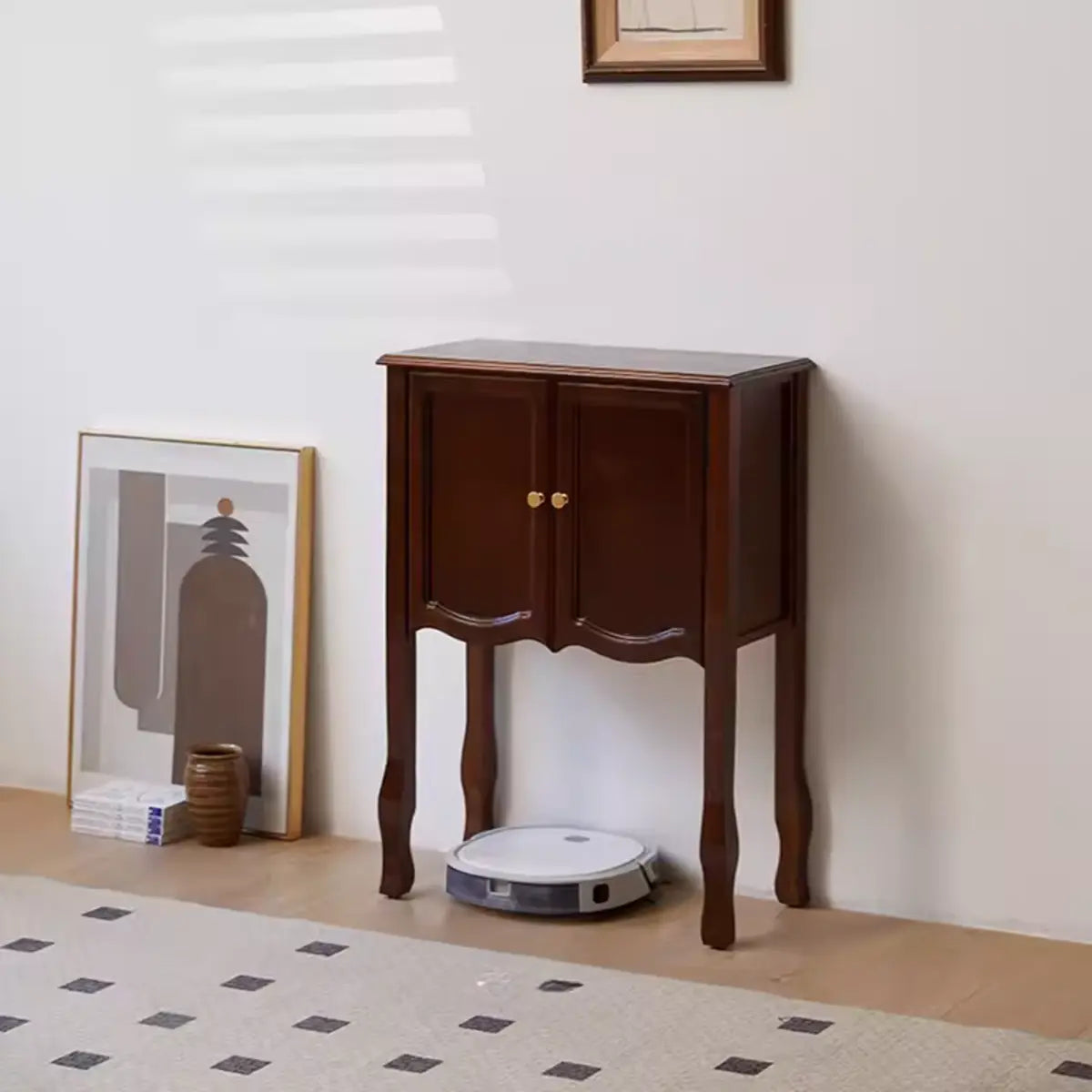 Classic Rectangular Wooden Brown Storage Console Table Image - 28