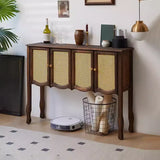 Classic Rectangular Wooden Brown Storage Console Table Image - 29