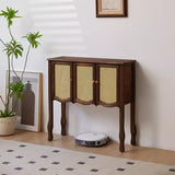 Classic Rectangular Wooden Brown Storage Console Table Image - 30