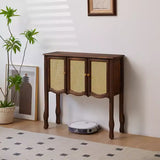 Classic Rectangular Wooden Brown Storage Console Table Image - 30
