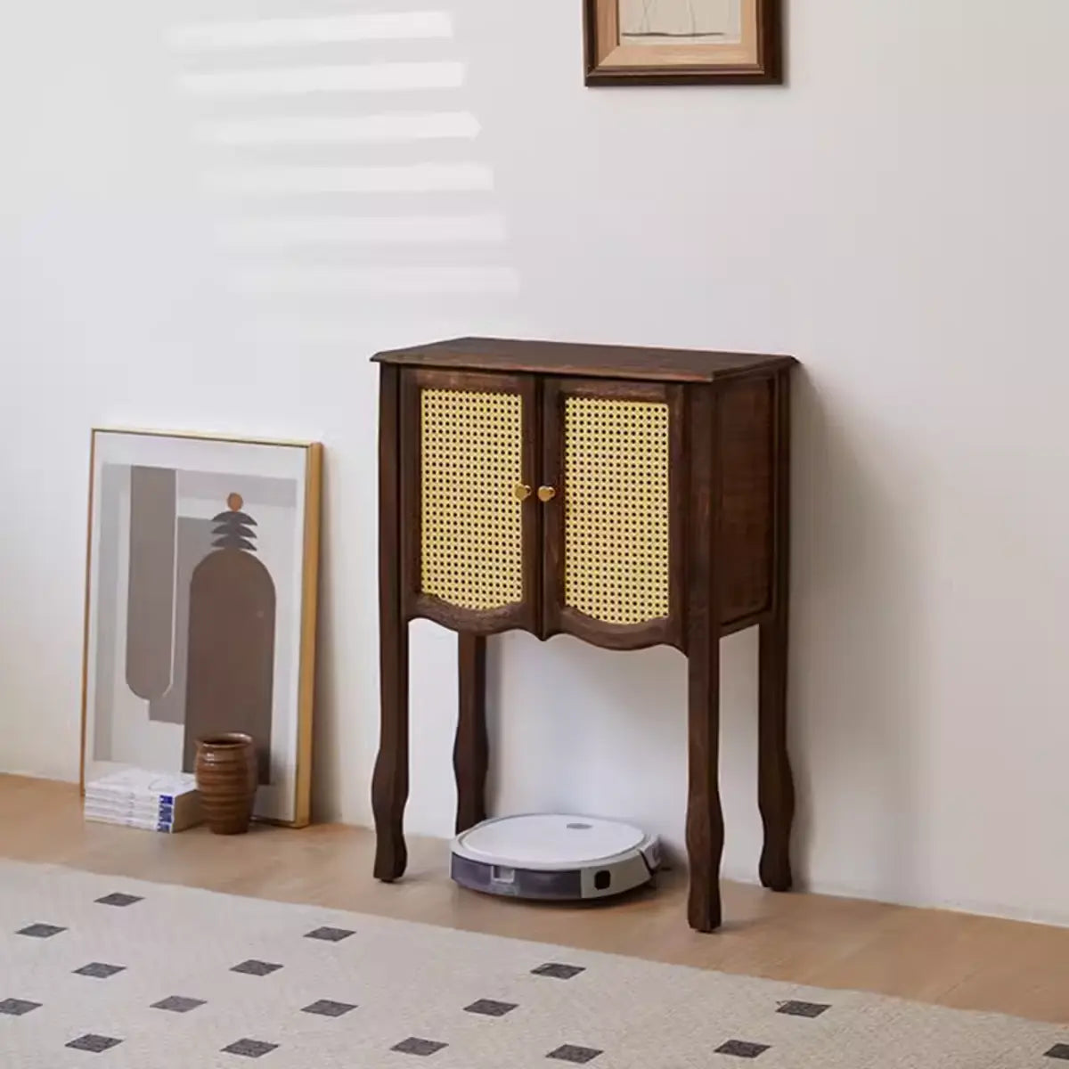 Classic Rectangular Wooden Brown Storage Console Table Image - 31
