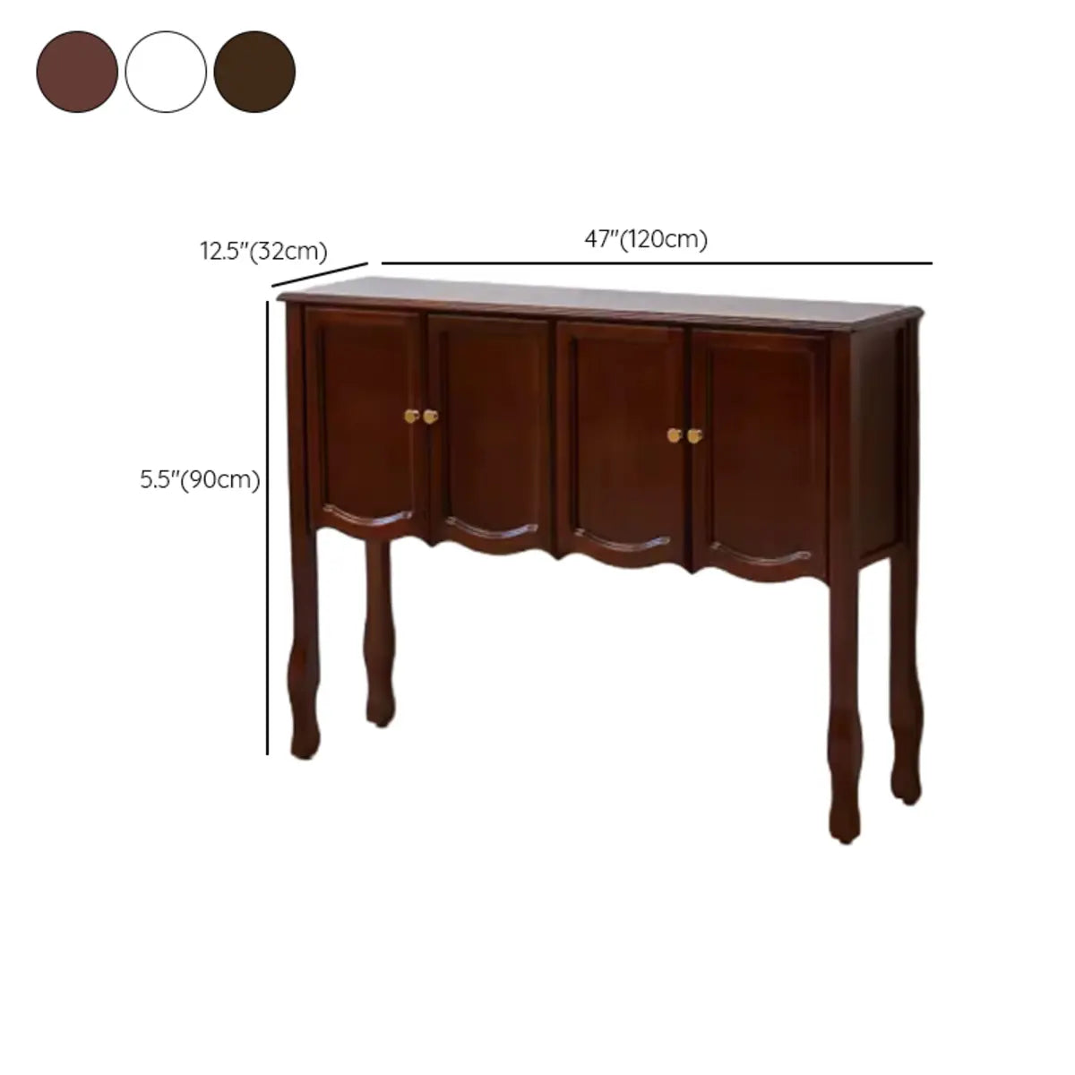 Classic Rectangular Wooden Brown Storage Console Table Image - 34