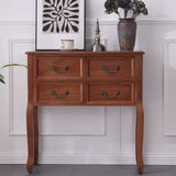 Classic Rectangular Wooden Brown Storage Console Table Image - 8