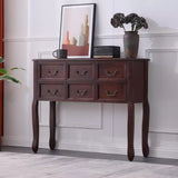 Classic Rectangular Wooden Brown Storage Console Table Image - 9