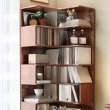 Classic Rubberwood L-Shape Corner Tall Bookcase Brown Image - 10