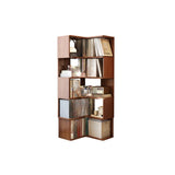 Classic Rubberwood L-Shape Corner Tall Bookcase Brown Image - 15