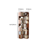 Classic Rubberwood L-Shape Corner Tall Bookcase Brown #size